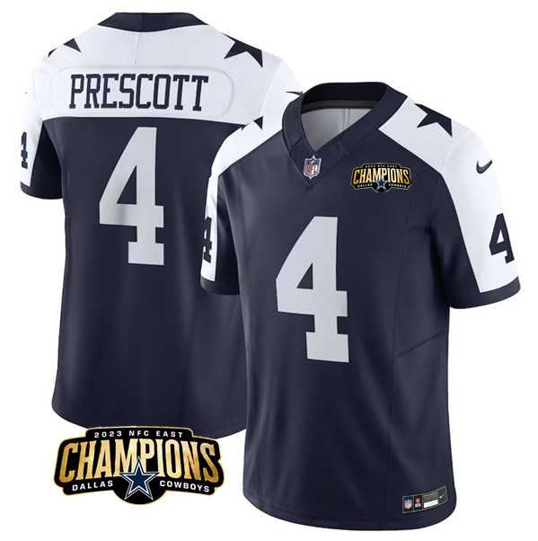 Men & Women & Youth Dallas Cowboys #4 Dak Prescott Navy White 2023 F.U.S.E. NFC East Champions Patch Stitched Jersey->dallas cowboys->NFL Jersey